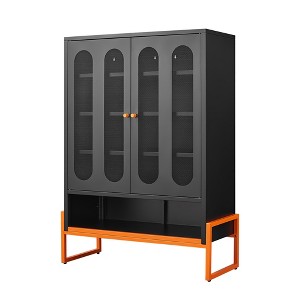 TiramisuBest 5.9" Black High Foot Shoe Cabinet with Double - Sided Mesh Doors, Movable Double -Proof & Seismic Base, Sweeping Machine for Living Room - 1 of 4