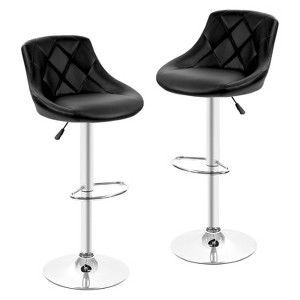 BestMassage Bar Stools Set of 2 PU Leather Bar Stools Bar Chairs with Adjustable Height, Black - 1 of 4