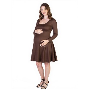Maternity Long Sleeve Flared Mini Dress - 24seven Comfort Apparel™ - 1 of 4