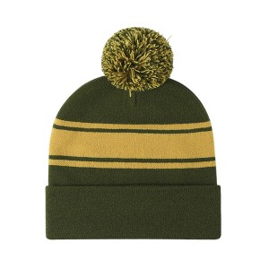 Anna-Kaci Winter Knit Beanie with Pom and Stripe Design Warm Stretchy Hat for Cold Weather - 1 of 4