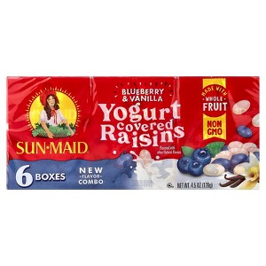 Sun-Maid, Yogurt Covered Raisins, Blueberry & Vanilla, 6 Boxes, 0.75 oz - 1 of 4
