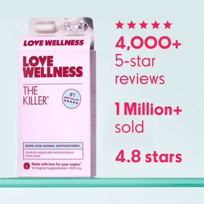 Love Wellness The Killer Boric Acid Suppositories - 14ct
