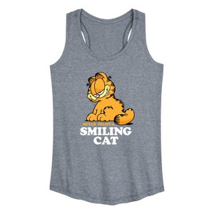 Women's - Garfield - Never Trust Smiling Cat Graphic Racerback Tank - 1 of 4