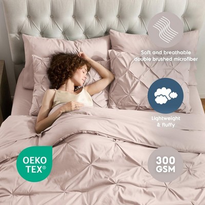 Peach Beige Full Microfiber 7-Piece Bed in a Bag Set