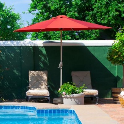 VisioGear Patio Umbrella, Outdoor Table Umbrella with Push Button Tilt and Crank, Umbrella with 8 Sturdy Ribs for Garden, Brick red, 118*118*97.19