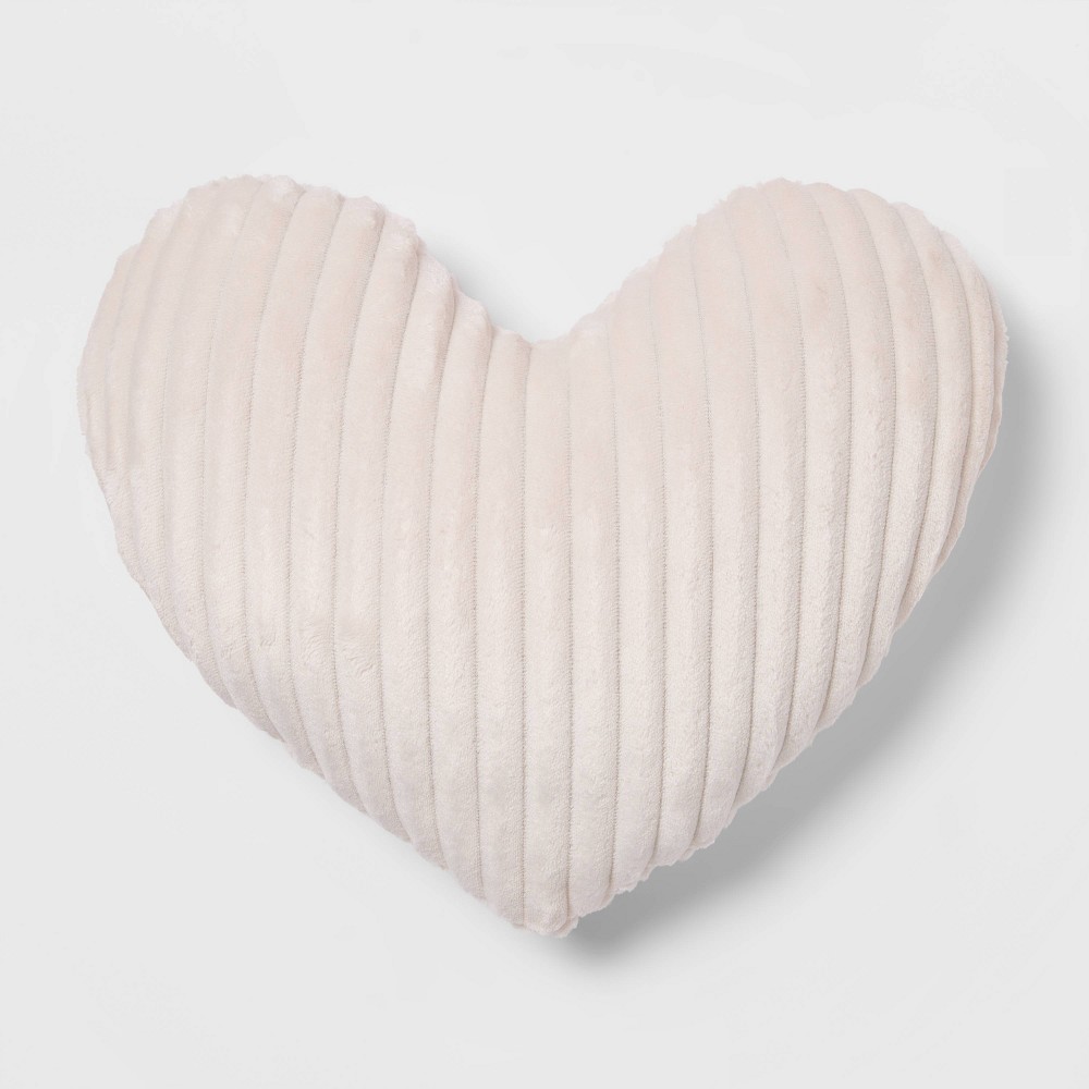 Ribbed Plush Valentine's Day Heart Throw Pillow White - Spritz