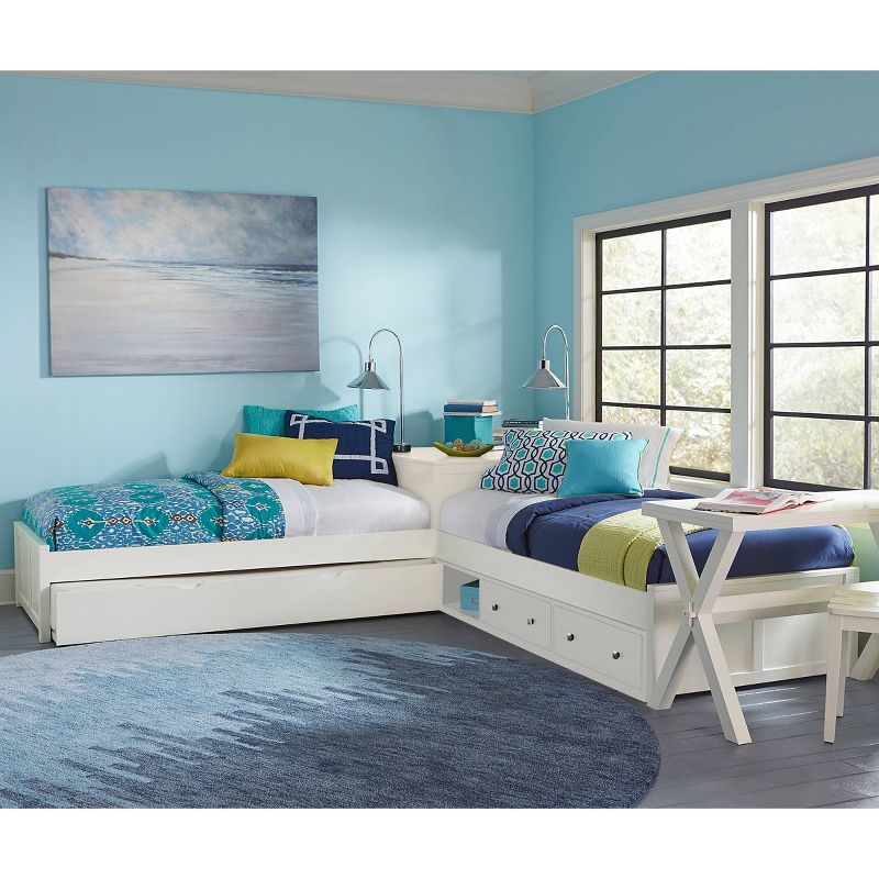 Twin Pulse Wood L-Shaped Kids&#39; Bed with Storage and Trundle White - Hillsdale Furniture, 3 of 5
