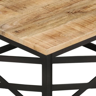 Industrial Chic Solid Mango Wood Coffee Table with Steel Legs