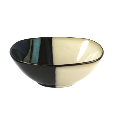 Teal and Black Ceramic Square Dinnerware Set, Service for 4