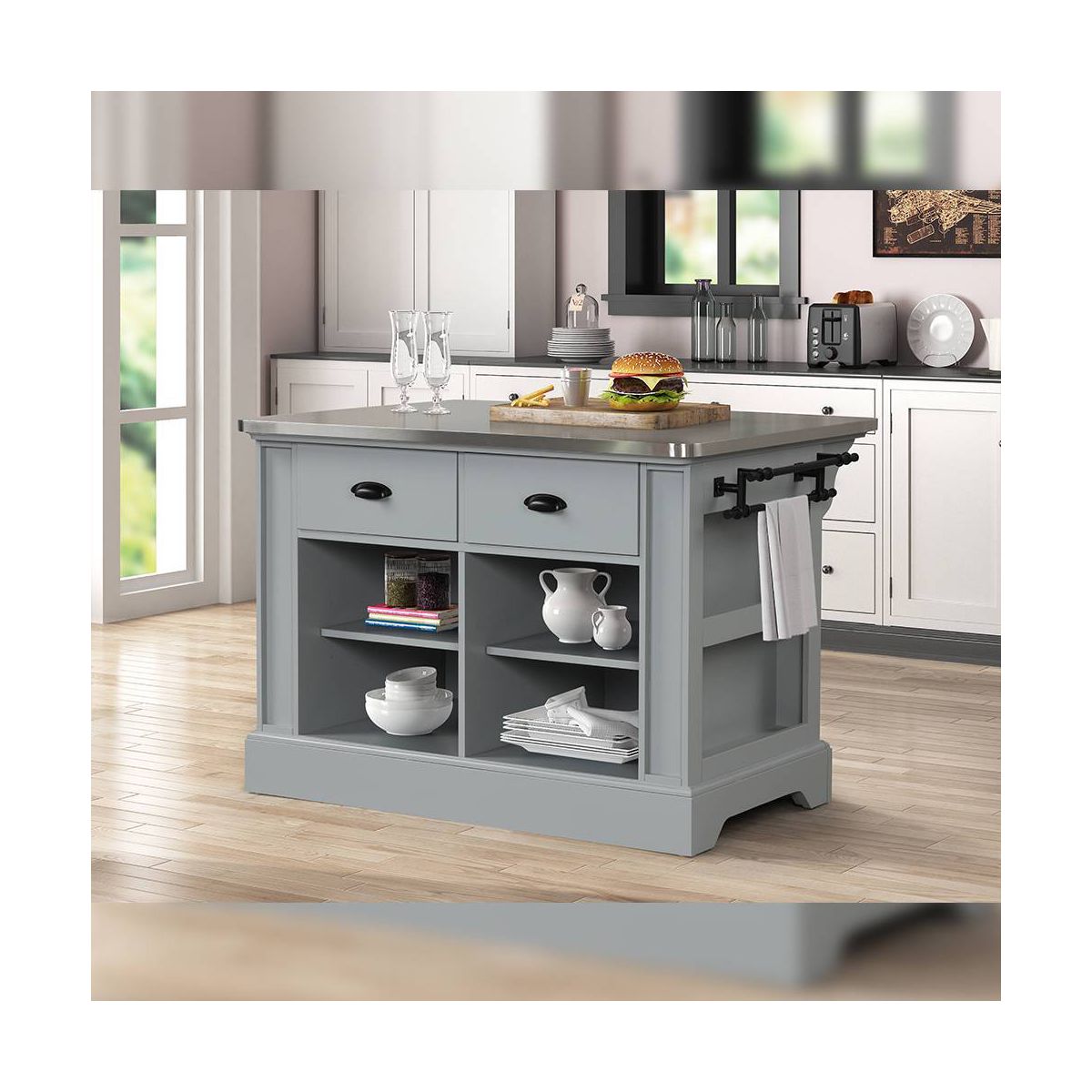 Acme Furniture Urrur Kitchen Island Gray Finish - thumbnail 2