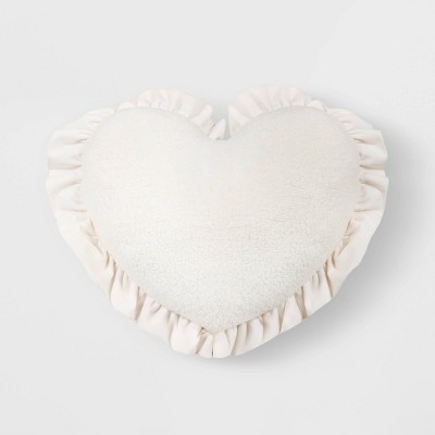 Oversized Heart Velvet Pillow with Faux Shearling Reverse Ivory - Threshold™