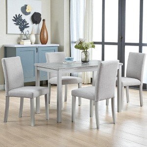 Mshliw 5-Piece Wooden Dining Table Set with Rectangular Table and 4 Upholstered Chairs, Crystal-Trim Table for Kitchen and Dining Room - 1 of 4