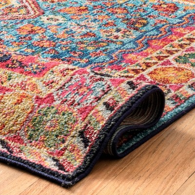Vibrant Medallion 4'x6' Multi-Color Synthetic Easy-Care Area Rug
