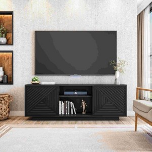 XIYUYEU TV Stand for 70 Inch TV with 2 Storage Cabinets and Open Shelves,Modern TV Entertainment Center for Living Room - 1 of 4