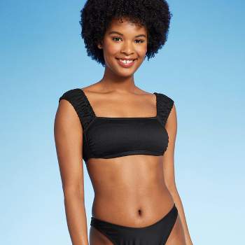 Women's Zip-front Mock Neck Bikini Top - Wild Fable™ Black Xxs : Target