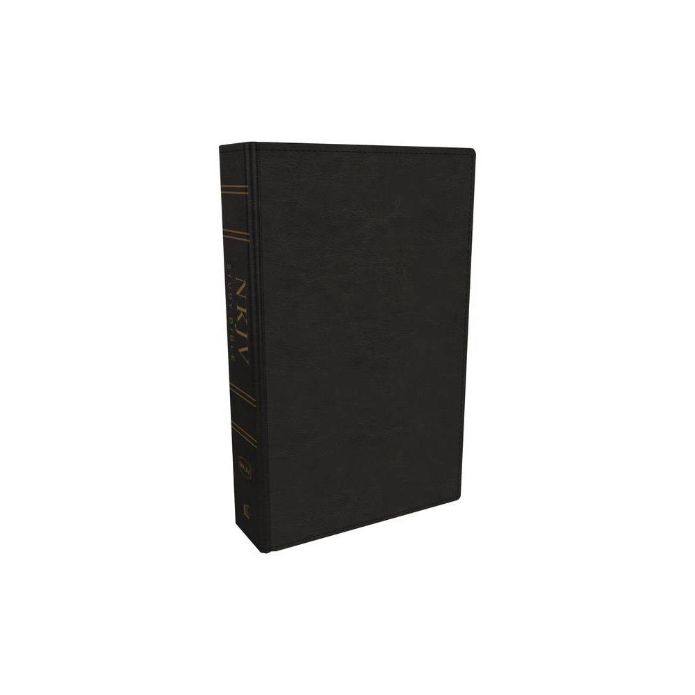 NKJV Study Bible, Imitation Leather, Black, Full-Color, Comfort Print - by Thomas Nelson (Leather Bound)