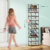 10 Tier Metal Shoes Rack, Narrow Stackable Shoes Shelf with Hooks, Shoe Tower for 20-24 Pairs Shoe and Boots Organizer, Black - 2 of 4
