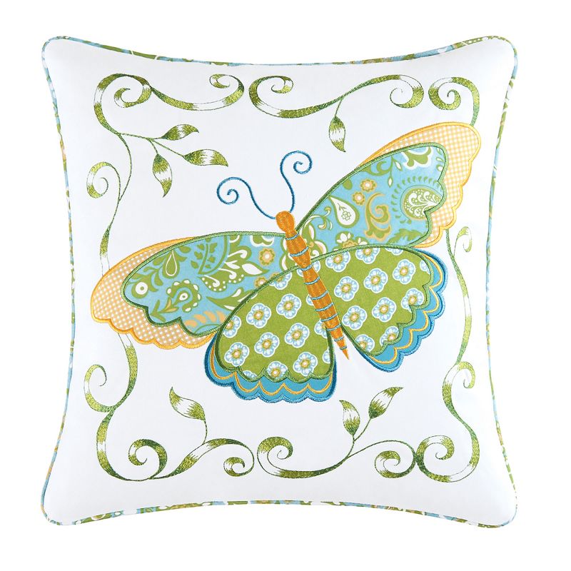 C&F Home 18" x 18" Blue Butterfly Applique Throw Pillow, 1 of 2