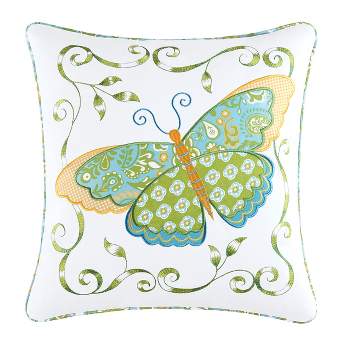 C&F Home 18" x 18" Blue Butterfly Applique Throw Pillow