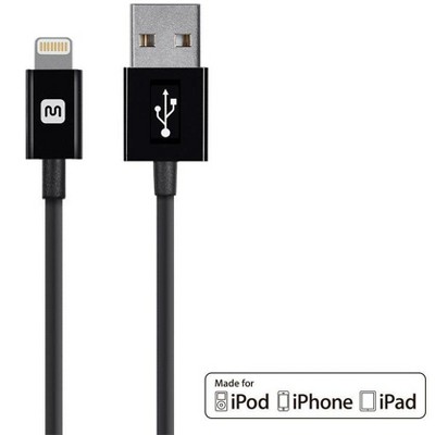 Monoprice Apple MFi Certified Lightning to USB Charge & Sync Cable - 6 Feet - Black | iPhone X, 8, 8 Plus, 7, 7 Plus, 6, 6 Plus, 5S - Select Series