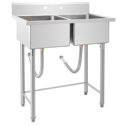 Freestanding Stainless Steel Sink, Laundry Room Sink 1 Compartment, Commercial