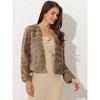 Allegra K Women's Winter Warm Cropped Collarless Faux Fur Fluffy Jacket - 2 of 4