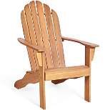 Costway Outdoor Adirondack Chair Solid Wood Durable Patio Garden Furniture GrayNaturalWhite