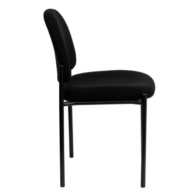 Black Fabric Stackable Metal Side Reception Chair with Contoured Cushions