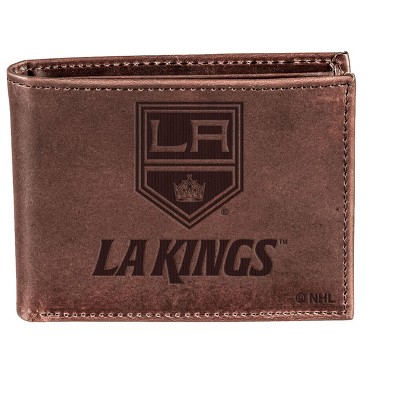 Evergreen NHL Los Angeles Kings Brown Leather Bifold Wallet Officially Licensed with Gift Box