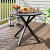 Tangkula 34 Inch Round Patio Bistro Table w/ Wood-Like Top & X-Shaped Legsfor Outside - 2 of 4