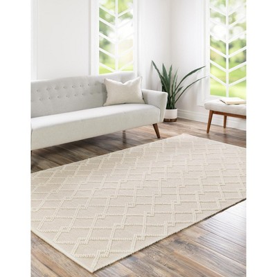 Vanilla Bean Hand-Knotted Wool Geometric 2'2" x 3'1" Indoor Rug