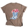Simply Sage Market Cowboy Boots Floral Garment Dyed Tee - 2 of 4