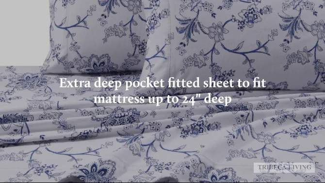 Printed Pattern Extra Deep Pocket 200 GSM Flannel Sheet Set - Tribeca Living, 2 of 4, play video