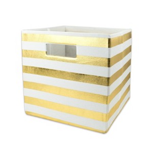 Polyester Cube Stripe Gold Square 11x11x11 - 1 of 4