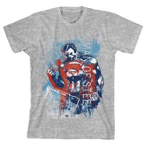 Superman Man of Steel Serious Pose Boy's Athletic Heather T-shirt - 1 of 1