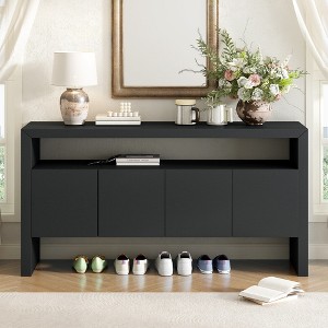 Bella Depot 60" 4-Door Sideboard, Modern Large Capacity Minimalist Solid Woodwith Open Shelf - 1 of 4