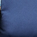 brown wicker/blue cushion