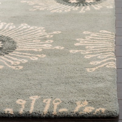 Light Blue Handmade Wool and Viscose Tufted Area Rug 2' x 3'