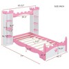 Twin Size Castle Platform Bed with Bookcase, Wooden Storage Bed Frame for Girls, Platform Beds with Shelves for Kids Bedroom - 3 of 4