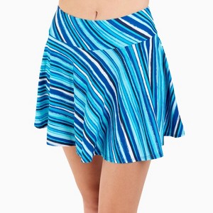Calypsa Women's High Waisted Chlorine Resistant Flowy Swim Skirt With Attached Shorts - 1 of 4
