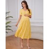 Womens Maternity V Neck Short Sleeve Pleated Waist Pocket Baby Shower Midi Dress - 3 of 4