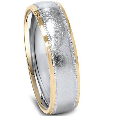 Pompeii3 6mm 14K White & Yellow Gold Two Tone Wedding Band