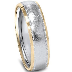 Pompeii3 6mm 14K White & Yellow Gold Two Tone Wedding Band - 1 of 2