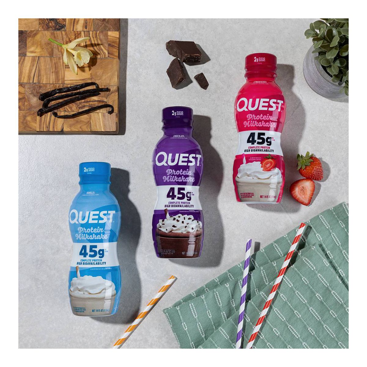Quest 45g Protein Milkshake, Strawberry Flavored, Protein Rich, Low Sugar - 14 fl oz Bottle: Non-Caffeinated - thumbnail 6