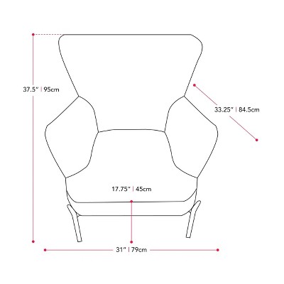 Elwood Modern Wingback Black Velvet Accent Chair