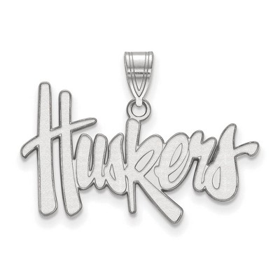 Black Bow Jewelry 10k White Gold Nebraska Cornhuskers NCAA Large Pendant