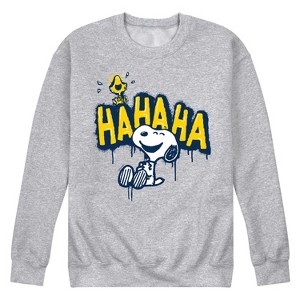 Men's - Peanuts - Snoopy and Woodstock Laughing Graphic Fleece Sweatshirt - 1 of 4