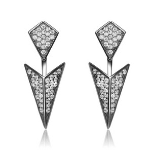 Guili Sterling Silver Cubic Zirconia Rock N' Roll Jacket Earrings - 1 of 2