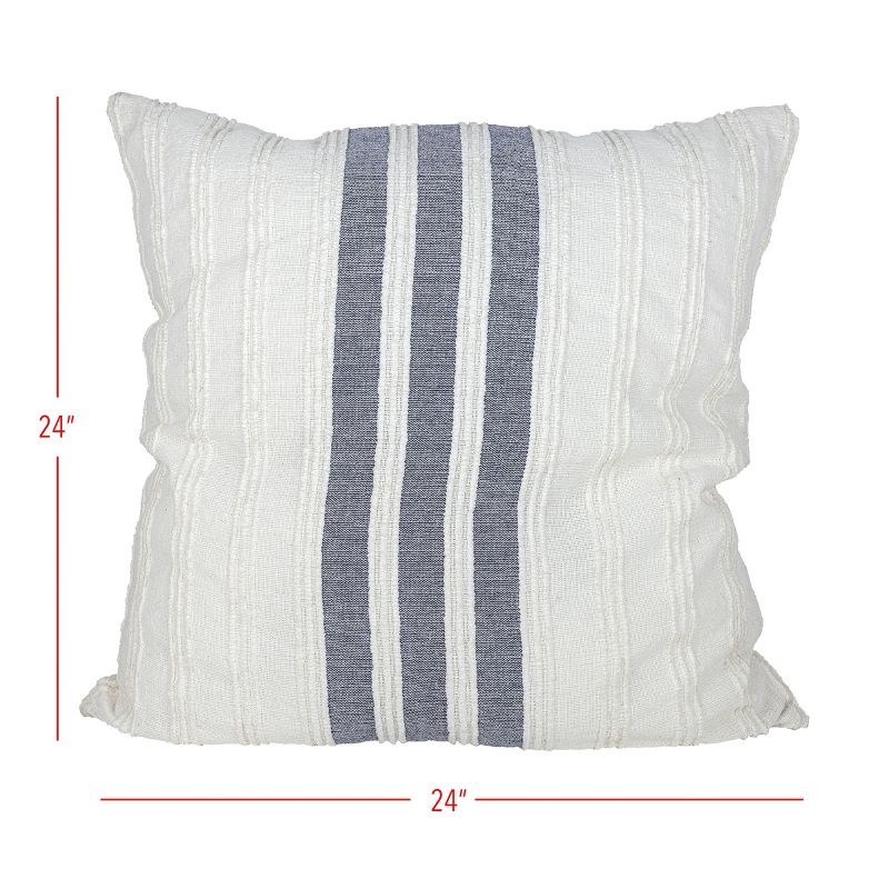 24X24 Inch Hand Woven Pillow Blue Cotton With Polyester Fill - Foreside Home & Garden, 5 of 6