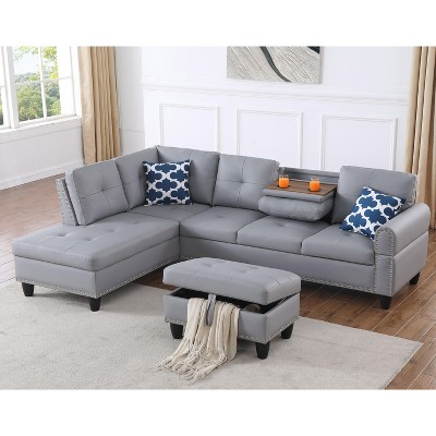 NicBex Couches for Living Room 98" Left Hand Facing Sofa Couches Modern Comfy Upholstered Sofa with Chaise and Storage Ottoma